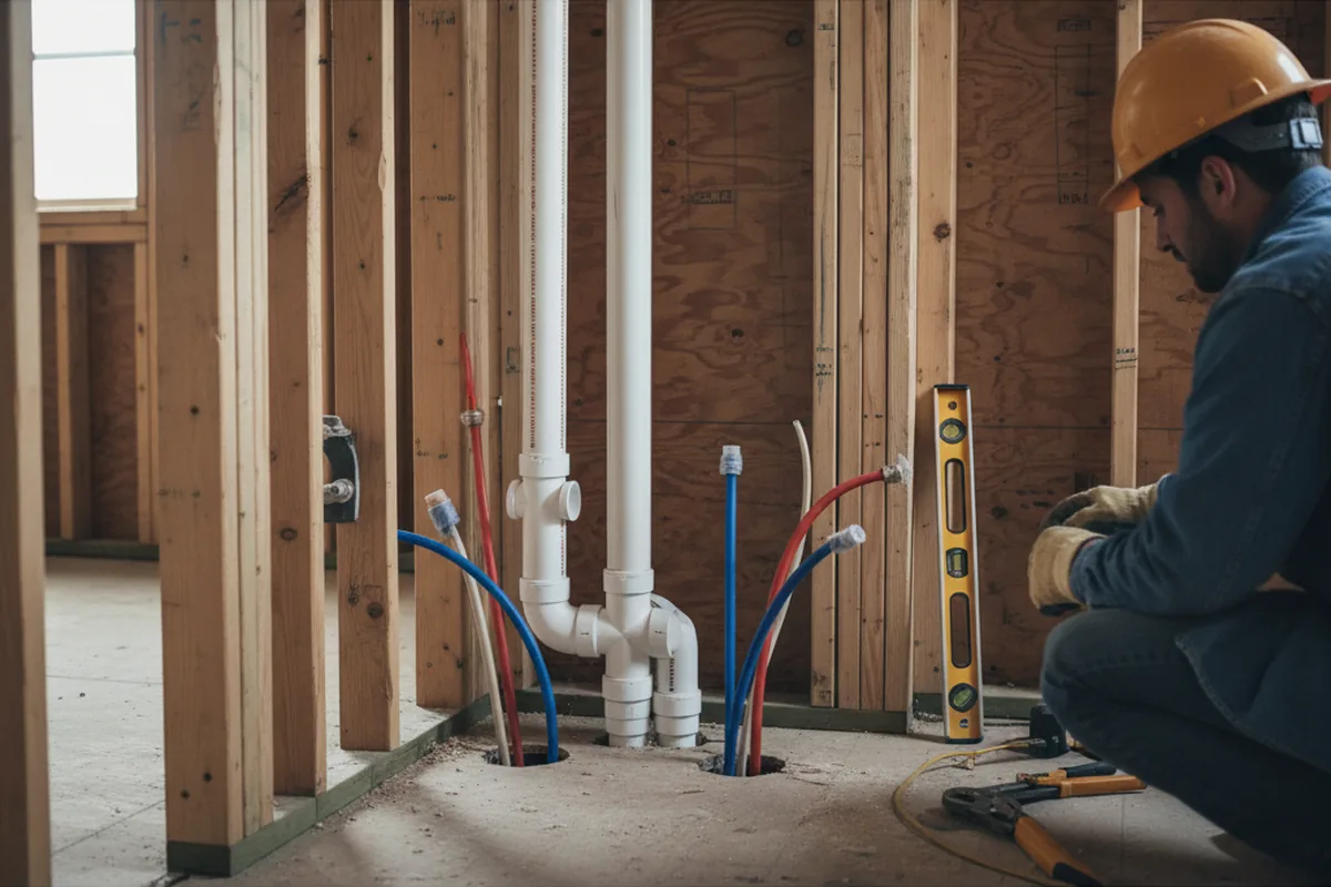 Drain and supply rough-in during Garbage Disposal Repair in Indio