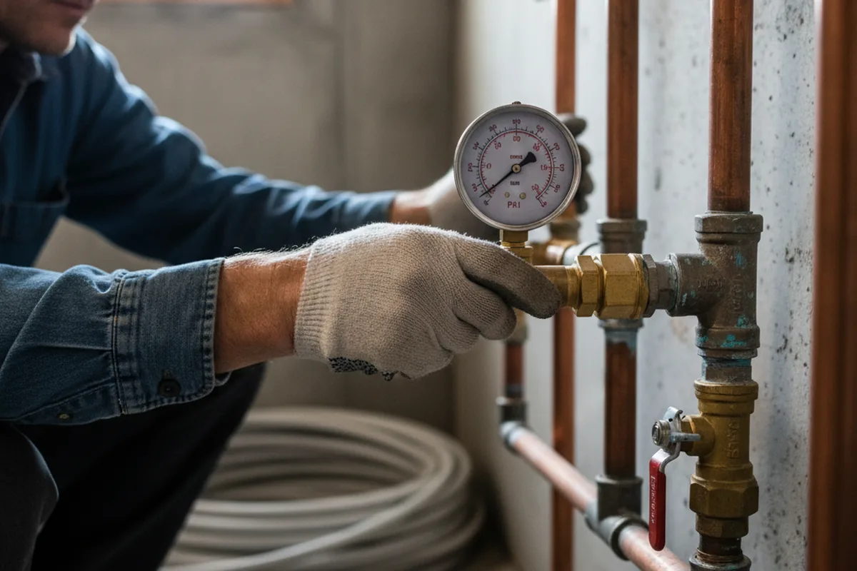Pressure testing a repaired line during Water Line Repair in Indio
